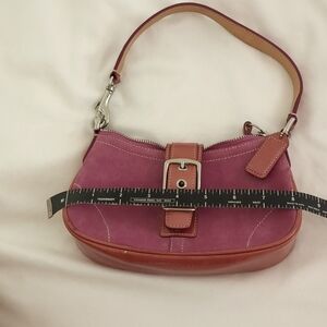 Coach suede / patent leather convertible clutch